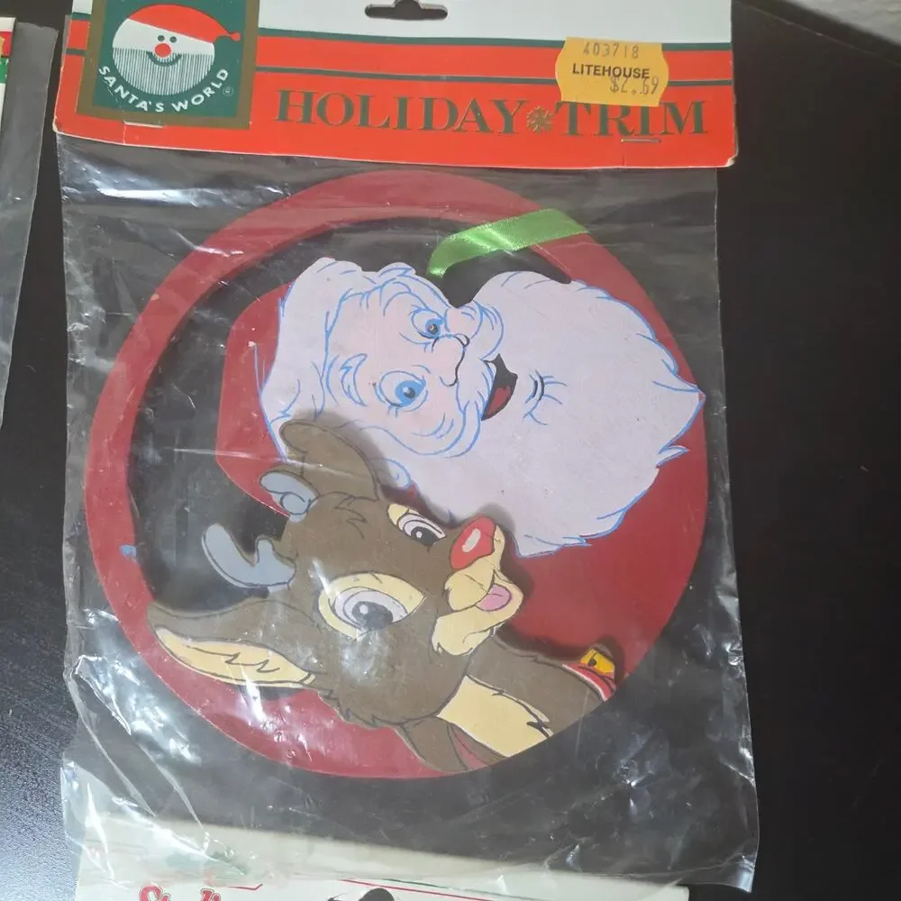 Vintage Christmas Ornaments Rudolph Mickey Mouse Santa
